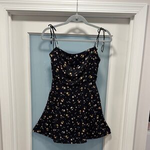 Reformation Black Floral Mini Dress